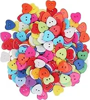 Baxnore 200PCS Sewing Buttons, 2 Holes Heart Shaped Manual Button, Colorful Buttons, Vintage Knitting Buttons, Craft Buttons for Household 15mm