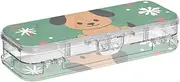 Yoogain Merry Christmas Cartoon Dog Plastic Pencil Box Clear Double Deck Pens Case Hard Boxes For Stationery With Snap Lid