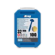Kreg 32mm Blue-Kote MaxiLoc Head Heavy Duty Coarse Thread Pocket-Hole Screws - 100 Pack