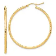 41.02mm 10k Yellow Gold Shiny-Cut 2mm Round Tube Hoop Earrings 10TC396