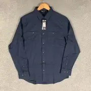 Travis Mathew Cloud Flannel Shirt Mens Medium M Heather Navy Button Up NWT $129