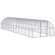 Outdoor Chicken Coop Walk-in Hens Cage Hutch Run Roof Cover House Large 3x12x2M