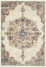 Maya Ivory Medallion Transitional Rug