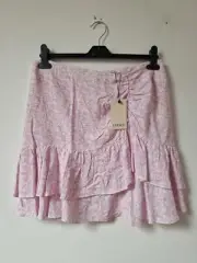 Oasis Rouched Tiered Lilac Floral Floaty Skirt Size 14