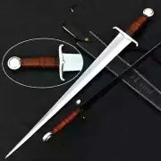 Hand-Forged Medieval Sword, Knight's Arming Sword, Steel Blade, Leather-Wrapped