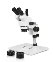 Parco 3.5X-90X Simul-Focal Trinocular Zoom Stereo Microscope with Pillar Stand