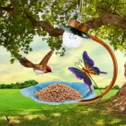 Solar Powered Birdfeeder Light Hanging LED Bird Seed Tray for Garden beucr