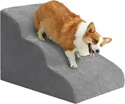 Dog Stairs Non-Slip,3-Step Pet Stairs, Detachable Dog Ramps,High Density Foam Pet Ramp for Beds or Couches,for Cats Doggy Puppy (Gray)