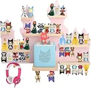Taladad for Toniebox Starter Tonie Shelf Wall Mounted Set,Tonies Figures Tonies Storage,Magnetic Wooden Floating Shelves Compatible with Tonie Box Player Character for Children Room (Pink-Castles)