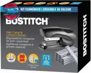 Stapler with Staples Value Pack Set, Heavy Duty Stand up Stapler, Blac