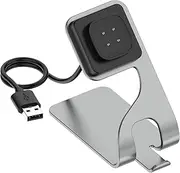 Compatible with Fitbit Ace LTE Charger Dock, Metal Smartwatch Charging Stand, Replacement Charging Dock Cable for Ace LTE, versa 4, versa 3,sence2, sence1 [Grey]
