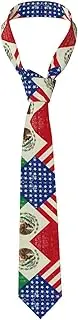 [CADREWY] Mexican American Flag Print Soft Men Necktie Classic Tie For Weddings And Special Occasions Ties Business, Black