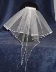 BEADED FLUTED RUFFLE BRIDAL VEIL, 49cm Length, IVORY COLOUR, NEW, Australia
