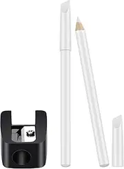2 Pieces White Nail Pencil and Pencil Sharpener Set, 2 In1 Nail Whitening Under French Fingernail with Cuticle Pusher and Handheld Sharpener for DIY Art Manicure Supplies