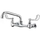 BWE Kitchen Sink Faucet Wall Mount 2 Handle with Swivel Spout 8" Center Sink ...