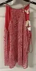 MICHAEL KORS Petite Zebra-Print Pleated Chain Top In Pink Color (Size XS).