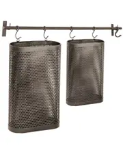 Peyton Lane Black Perforated Metal Hanging Storage Baskets Set of 2