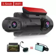 1080P Dash Cam Front and Cabin Dual Lens Car Camera Recorder 3.5" Screen w/ Wifi