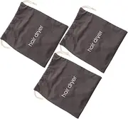 3Pcs Hair Dryer Storage Bag Durable Canvas Drawstring Holder for Travel Organizing Hair Tools Spacious Elegant Deep Design for Makeup and Bathroom Use