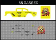 Hot Wheels(1/64),55 Gasser"Mooneye" Waterslide,Printed White First,Decals