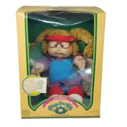 VINTAGE CABBAGE PATCH KIDS GIRL HOLDING YELLOW CRAYON W/ GLASSES AEROBICS OUTFIT
