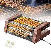 CHAOFLIGHT Electric Barbecue Grill,Automatic Smokeless Double Layers Rotation Grill 1800W Stainless Steel Multifunctional Non-Stick Baking Pan for Home,Camping,Party,Outdoor