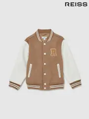 Reiss Camel/White Jasper 13-14 yrs Wool-Blend Contrast Varsity Jacket (AL6647) | $155
