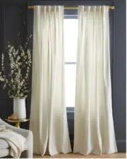 NWOT QUINCE LIGHT FILTERING COTTON VELVET CURTAINS PANEL SET 48 X 108 L IVORY