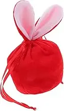 Red Easter Goodie Bag Velvet Bag Large Size Plush Bunny Ears Storage Bag Candy Treat Bag Packaging Bag for Kids Birthday Party Favors and School Treats