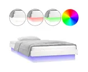 vidaXL LED Bed Frame White 92x187 cm Single Size Solid Wood