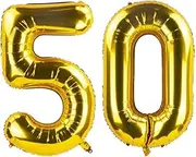 40 Inch Gold 50th Birthday Number Balloons 50st Foil Mylar Balloon for Anniversary Party Decoration