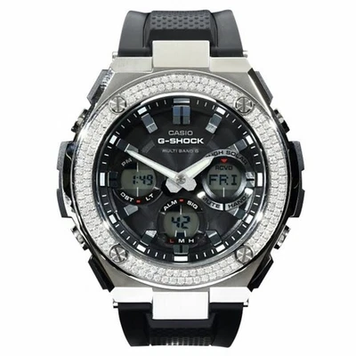 G-Shock Gst S110 2-Row Cz Diamond Cubic Zirconia G Steel Custom Bezel 18K Gold