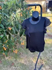 DECJUBA BNWT Justine Black Ruffle Sleeve Top Size M