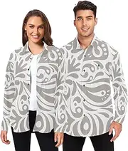 [GuoChe] Crawling Tigers Clouds Oriental Gold Red Mens Long Sleeve Button Up for Women Sports with Pockets X-Small