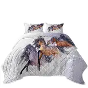 Winters Flight Snow Running Wild Horses Coverlet