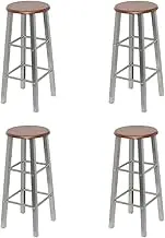 Bar Stools 4 pcs Silver and Brown MDF Bar Chair