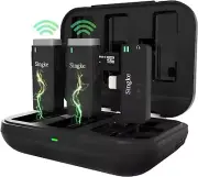 Singke Wireless Dual Lavalier Microphones for iPhone iPad, 2.4GHz Lapel Mic