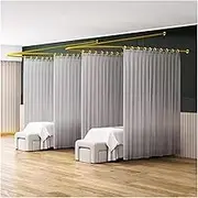 Privacy Partition Curtains Rod, Metal U-shaped Curtain Rod Shelf, Beauty Salon Drapes Separator, Wall Mounted Curtains Kit(Gray)