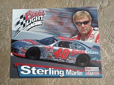 STERLING MARLIN #40 COORS LIGHT RACING POSTCARD 8" x 10" BIO HIGHLIGHTS ON BACK