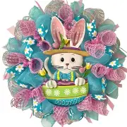 Easter Kitty Handmade Deco Mesh Wreath
