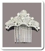 XL Side Comb Crystal Hair Gesteck Wedding Metal Bridal Rhinestone Silver/Clear