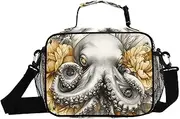 Insulated Lunch Box Sea Monster Floral for Women Men - Ideal for Work, Picnics - Includes Adjustable Shoulder Strap