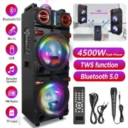 4500W TWS Wireless Bluetooth Speaker Dual 10" Heavy Bass Subwoofer Party Karaok