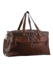 [PIERRE CARDIN] Burnished Leather Multi-Compartment Overnight Bag in Legend