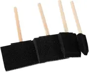 4-pc Foam Sponge Wood Handle Paint Brush Set Boys and Girls' Art Painting Tools Sponge Brush Set for Children