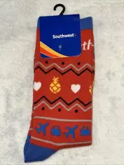 SOUTHWEST AIRLINES Hearts Pineapples Logo Red Socks One Size Fits Most NWT