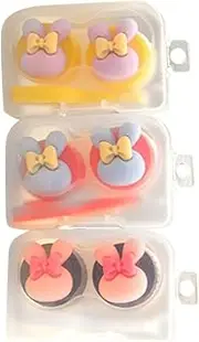 [Gogogmee] 3pcs Cute and Lightweight Lens Storage Boxes Cases Lid for Travel Decorative Storage Color