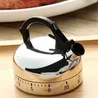 Stainless Steel Kitchen Timer Clockwork Alarm Clock Kettle Shaped Timer Gift