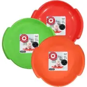 Superio Round Snow Saucer Sled 3 Pack Red, Green, Orange 24" For Kids, Adults