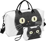 [ZRYSMY] Duffel Bag for Traveling, Cat Black White Eye Travel Bag Gym Bag, with Multiple Interior Pockets Shoulder Weekender Bag for Women Men with Toiletry Bag 20.5L x 1.9W x 13.8H, Multi-Colored, one